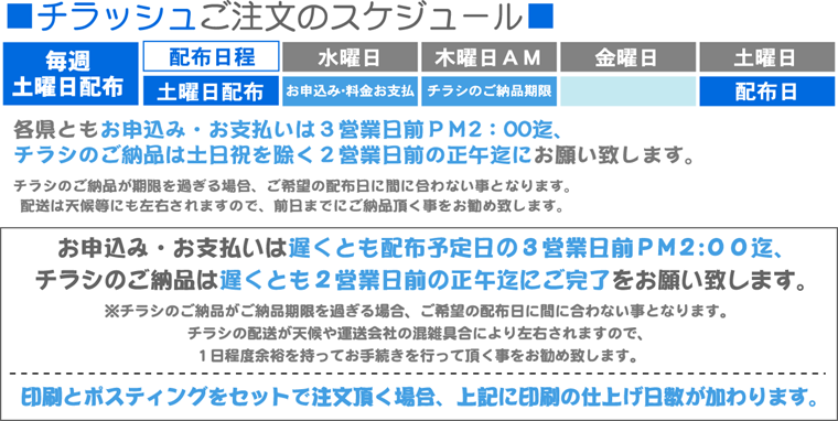 チラッシュ注文スケジュール